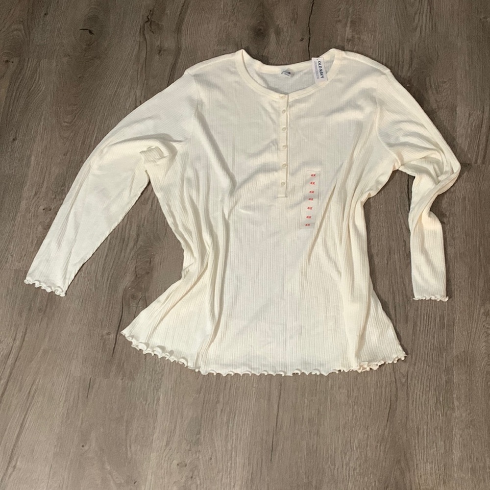 Cream Ribbed Plus size Light sweater